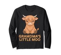 Highland Cow Grandma'S Little MOO Scottish Cowgirl Fun Manga Larga