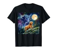 Highland Cow Howling at The Moon Night Sky Animal Art Camiseta
