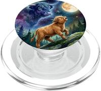 Highland Cow Howling at The Moon Night Sky Animal Art PopSockets PopGrip para MagSafe