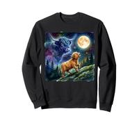 Highland Cow Howling at The Moon Night Sky Animal Art Sudadera