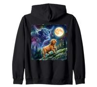 Highland Cow Howling at The Moon Night Sky Animal Art Sudadera con Capucha