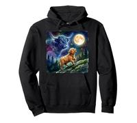 Highland Cow Howling at The Moon Night Sky Animal Art Sudadera con Capucha