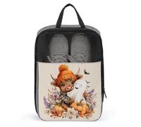 Highland Cow Hugging Halloween Ghost Shoe Bag for Travel Daily Use Anti-Dust Storage Carrier Golf Shoe Pouch