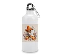 Highland Cow Hugging Halloween Ghost Travel Botella de agua de aluminio, botella deportiva con hebilla de tapa giratoria para hombres y mujeres, camping, senderismo, 600 ml