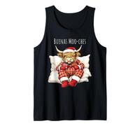 Highland Cow Juego de Palabras de Navidad Cozy Mooches Holiday Art Camiseta sin Mangas