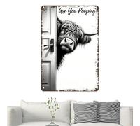 Highland Cow - Lienzo decorativo para pared, diseño de ganado, lectura de periódicos, diseño de rústica, para baño, inodoro, para inquilinos, apartamento, oficina, hotel, hogar, tocador, dormitor