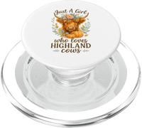 Highland Cow Lover - Just a Girl Watercolor Fall Floral PopSockets PopGrip para MagSafe