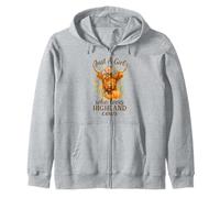 Highland Cow Lover - Just a Girl Watercolor Fall Floral Sudadera con Capucha