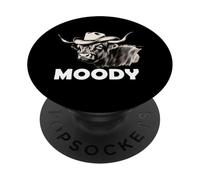 Highland Cow Lover Moody Western Cattle Rancher PopSockets PopGrip Adhesivo