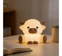 Highland Cow Night Light for Kids, Squishys Silicone Lamp, Dimmable Touch Sensor Cute Animal Lamp for Nursery, Bedroom, Gifts for Boys and Girls