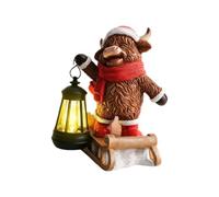 Highland Cow Outdoor Decoration, Solar-powered Scottish Highland Cow Christ