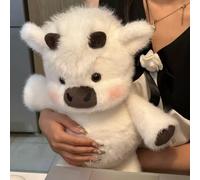 Highland Cow Plush Doll,Cute Scottish Cow Furry Cattle Dolls,Soft Stuffed Creative Running Cows Stuffed Animal,Warmth Comfort Plush Highland Cows Doll for Home Decor & Gifts (White, 60cm/23.6in)