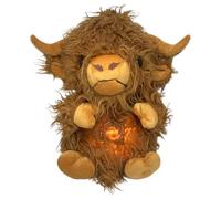 Highland Cow Plush - Música de respiración rítmica Juguete, Soft Night Spooth para niños pequeños | Diseño de comodidad iluminado, tema de rutina de sueño, característica de luz suave, amigo acurrucad