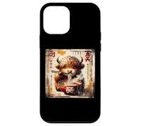 Highland Cow Ramen Fideos Japonés Vintage Kawaii Anime Carcasa para iPhone 12 mini