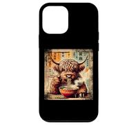 Highland Cow Ramen Fideos Japonés Vintage Kawaii Anime Carcasa para iPhone 12 mini