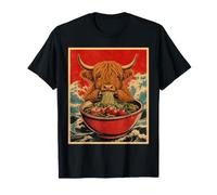 Highland Cow Ramen Kawaii Anime Hombres Mujeres Japonés Camiseta