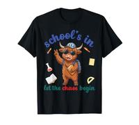 Highland Cow Regresa a la Escuela Vibra Escuelas En Que Comience el Caos Camiseta