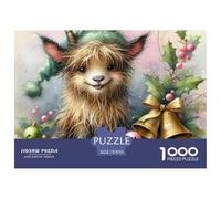 Highland Cow Resting in A Floral Meadow Cartón Bordes Lisos, Excelente Actividad En Interior para Juego Solo Y Tiempo En Familia 70x50cm/1000pcs