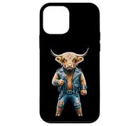 Highland Cow Rockstar Rock Singer Regalo para hombres, mujeres y niños Carcasa para iPhone 12 mini