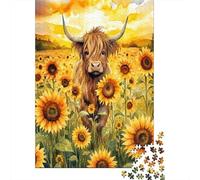 Highland Cow Rompecabezas Sunflower Field Art 1000 Piezas Papel Reciclado para Mujeres, Regalos para Hombres Rompecabezas Juego Educativo Y Desafiante 38x26cm/1000pcs
