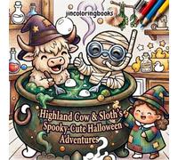 Highland Cow & Sloth's Spooky-Cute Halloween Adventures: A Kawaii Coloring Book for Adults and Kids - Featuring Bold and Easy Spooky-Cozy Scenes