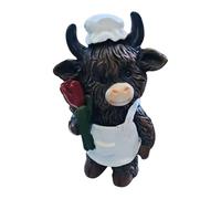 Highland Cow Statue - Figura decorativa de resina Highland Cow, Highlandd Coww, en casa de escritorio de animales para niños, cocina, dormitorio, sala de estar, mesa de Navidad y boda, decoración