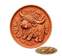 Highland Cow Stepping Stone Mold - 13.7-Inch Circular Concrete Paver