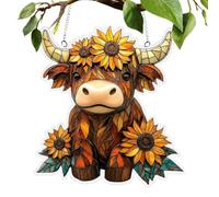 Highland Cow Suncatcher | Cute Acrylic Cow Garden Decor | Hanging Window