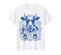 Highland Cow Sunglasses Lake Float Summer Vibes Camiseta
