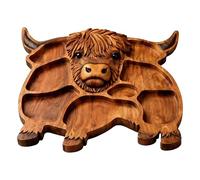 Highland Cow - Tabla de charcutería de madera rústica para servir queso (A)