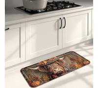 Highland Cow - Tapetes de cocina para suelo, rústico, rústico, otoño, suaves, acolchados, cómodos, lavables, antideslizantes, para fregaderos de cocina, lavandería, baño, 16 x 47 pulgadas