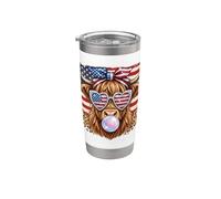 Highland Cow USA Flag Heart Gafas de sol Burbuja Vaso térmico de acero inoxidable de doble pared