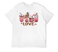 Highland Cow Valentine - Camisetas gráficas para hombre, estilo vintage, suave, de algodón hilado en anillo, camisetas novedosas, estilo casual, White-horse Valentine, M