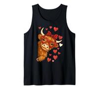Highland Cow Valentine Mujer Funny Farm Cow Día de San Valentín Camiseta sin Mangas