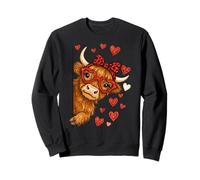 Highland Cow Valentine Mujer Funny Farm Cow Día de San Valentín Sudadera