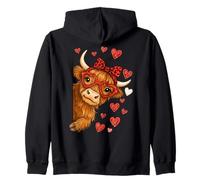 Highland Cow Valentine Mujer Funny Farm Cow Día de San Valentín Sudadera con Capucha