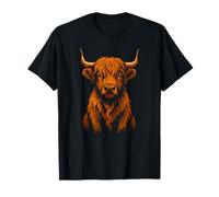 Highland Cow Vintage Artistic Cattle Scotland Pride Camiseta