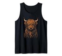 Highland Cow Vintage Artistic Cattle Scotland Pride Camiseta sin Mangas