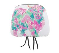 Highland Cow Whimsical - Funda para reposacabezas de coche, 2 piezas, elástica, cómoda, universal, se adapta a la mayoría de coches, furgonetas, SUV, camiones, accesorios de decoración interior de