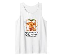 Highland Cow Window Cute Have a Mooey Christmas Camiseta sin Mangas