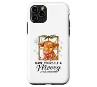Highland Cow Window Cute Have a Mooey Christmas Carcasa para iPhone 11 Pro