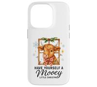 Highland Cow Window Cute Have a Mooey Christmas Carcasa para iPhone 14 Pro