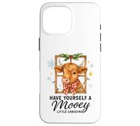 Highland Cow Window Cute Have a Mooey Christmas Carcasa para iPhone 16 Pro MAX