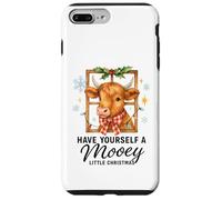Highland Cow Window Cute Have a Mooey Christmas Carcasa para iPhone 7 Plus/8 Plus
