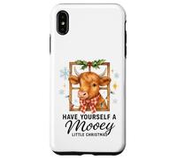 Highland Cow Window Cute Have a Mooey Christmas Carcasa para iPhone XS MAX