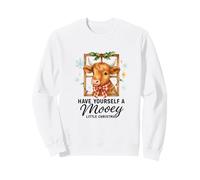 Highland Cow Window Cute Have a Mooey Christmas Sudadera