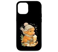 Highland Cow Winter Sled & Hot Cocoa Cute Watercolor Carcasa para iPhone 12/12 Pro