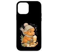 Highland Cow Winter Sled & Hot Cocoa Cute Watercolor Carcasa para iPhone 12 Mini