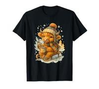 Highland Cow Winter Watercolor On Sled with Hot Cocoa Camiseta