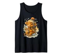 Highland Cow Winter Watercolor On Sled with Hot Cocoa Camiseta sin Mangas